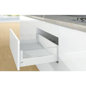 Kit complet tiroir ArciTech à casseroles avec DesignSide profil H94 mm paroi arrière H186 mm blanc longueur 500 mm - HETTICH - 428590