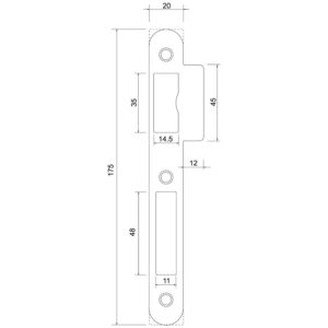 Gâche à double entrée pour serrure de sûreté à larder finition inox - MARQUES SA - 143887
