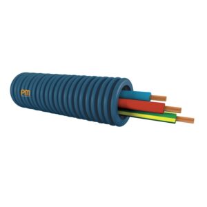 Gaine ICTA préfilée 3x2,5 mm² Ø 20 mm H07V-U bleu-noir-vert/jaune couronne 100 m - PMFLEX - 332201