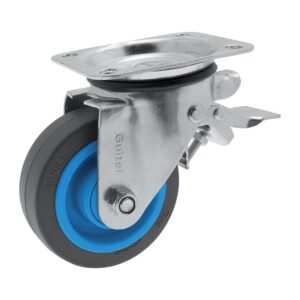 Roulette pivotante à blocage sur platine roue Résilex® pour charges lourdes - Maxiroll, diamètre 160 mm, charge 400 kg - GUITEL HERVIEU - 533625