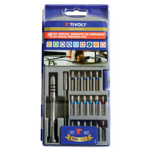 Coffret de 33 embouts de vissage de précision + 1 PE magnétique + 1 tournevis - 35 Pièces - TIVOLY - 224345