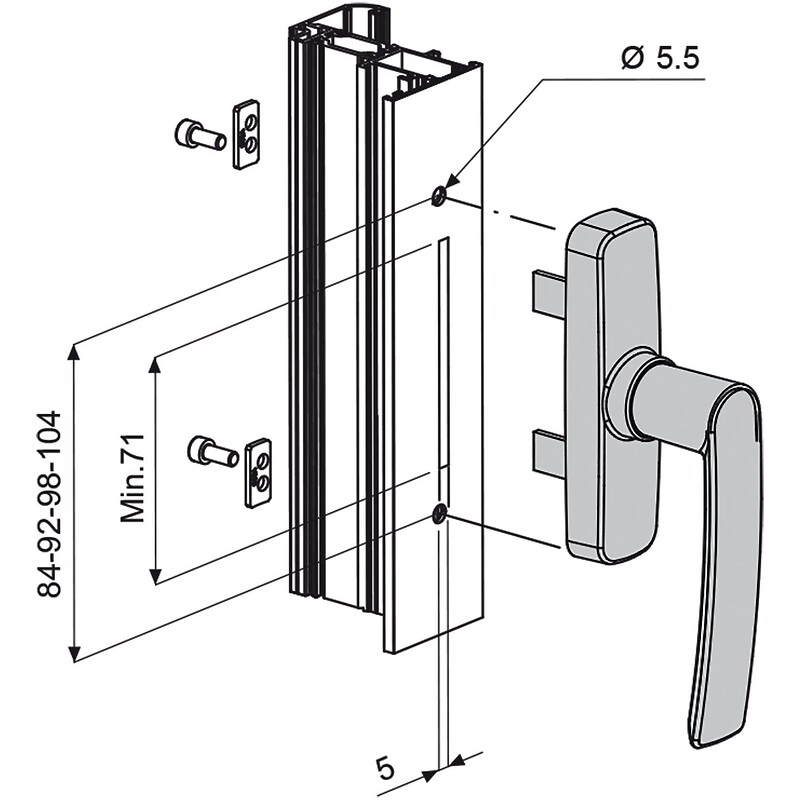 Crémones OF Gea 2 doigts finition blanc RAL 9016 mat - FAPIM - 568054 – Image 3