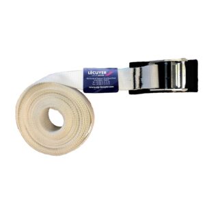 Sangle de transport blanche avec came à griffes et protection mousse 4,5m par 35mm - LECUYER - 340909