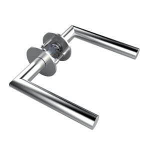 Ensemble sur rosace double en inox - rosace fine 3 mm, poignée ovale - LEGALLAIS - 531182