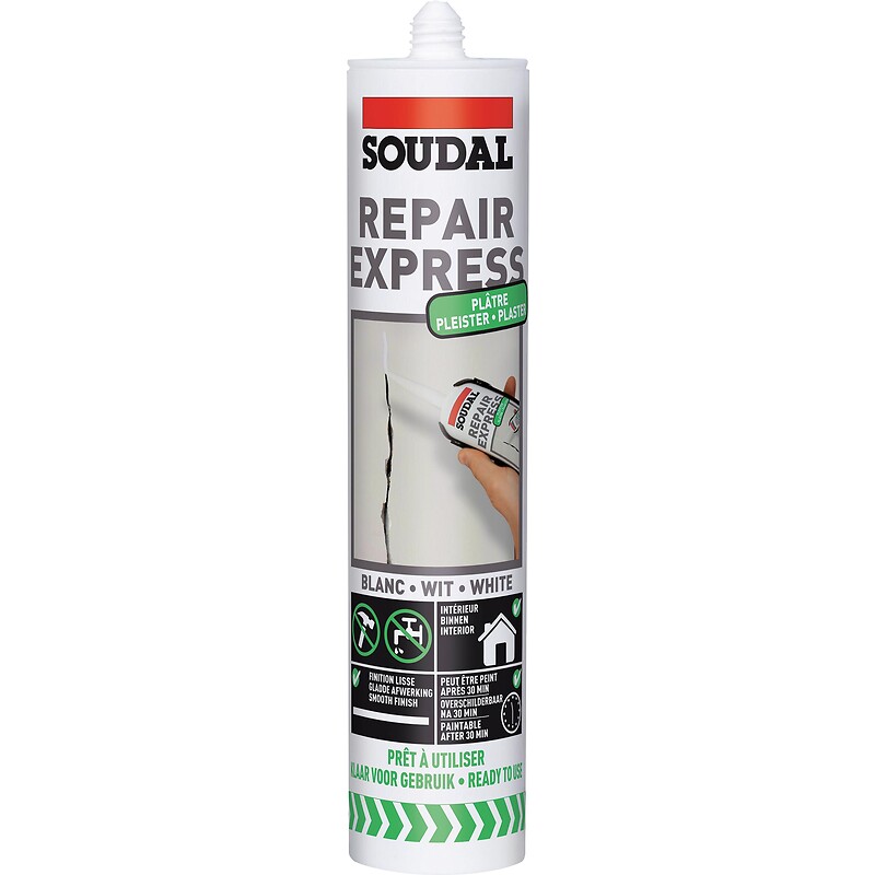 Plâtre Express blanc, cartouche de 290 ml - SOUDAL - 501796