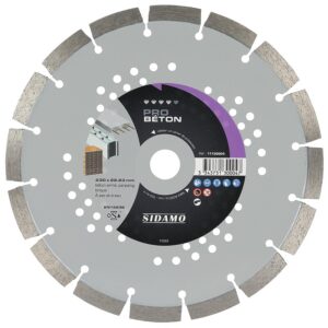 Disques diamants jante segmentée matériaux de construction Pro Béton diamètre 125 mm, épaisseur 2 mm, alésage 22,2 mm - SIDAMO - 565426