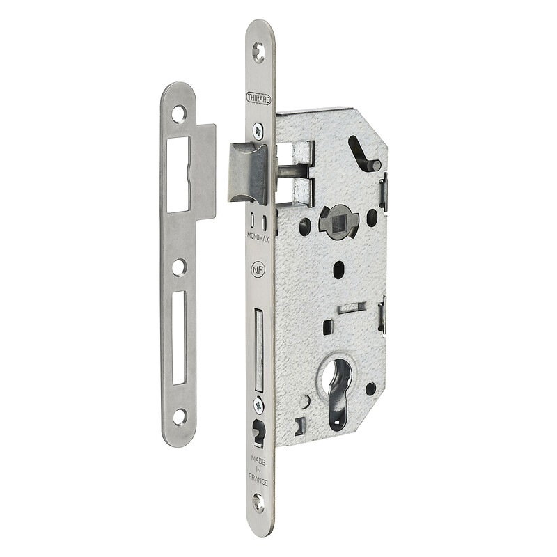 Serrure à larder NF type Monomax axe à 50 mm, fouillot 8 mm, clé I têtière Inox avec gâche - THIRARD - 615609 – Image 2