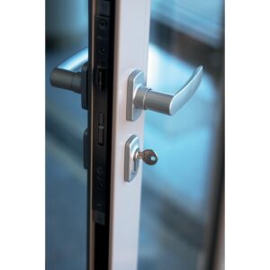 Béquille double sur rosaces Hera pour menuiserie aluminium entraxes 43/50 mm ép. 58-65 mm finition gris aluminium argent - FAPIM - 569640