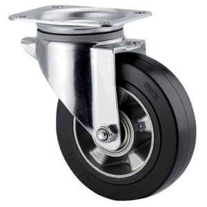 Roulette pivotante 3470 IEP, chape acier zingué embouti, roue aluminium à bandage caoutchouc élastique Ø 160 mm - Tente - 621853