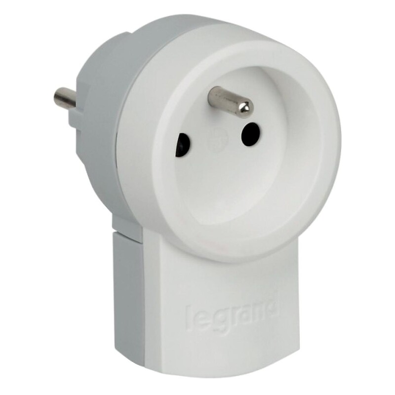 Fiche électrique double fonction 2P+T 16 A 250 V pour branchement de 2 appareils sur une même prise - Legrand - 582086