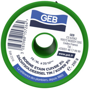 Soudure en fil étain/cuivre - bobine de 250 grammes - GEB - 792010