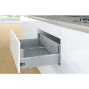 Kit complet tiroir ArciTech à casseroles avec DesignSide profil H126 mm paroi arrière H218 mm argenté longueur 550 mm - HETTICH - 428240