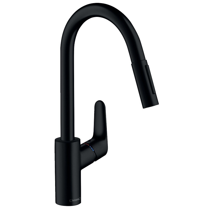Mitigeur de cuisine à douchette extractible Focus - finition noir mat - HANSGROHE - 112758