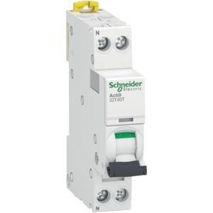 Disjoncteur modulaire 1P+N Acti9 iDT40T 10 A courbe C 4500A/6kA - Schneider - 114998
