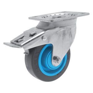 Roulette Gem oll pivotante à frein avec roue Résilex® Ø125mm roulement à billes fixation à platine hauteur 157mm 250kg - GUITEL HERVIEU - 125120