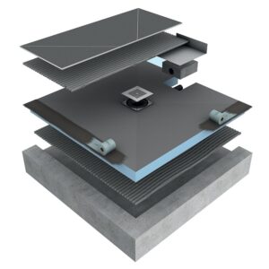 Receveur à carreler extra-plat Plano 900 x 900 x 65 mm avec bonde horizontale intégrée - Wedi - 578663