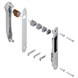 Kit fermeture rénovation pour coulissant aluminium, coquille double, cylindre, crochets coloris blanc - LA CROISÉE DS - 289129