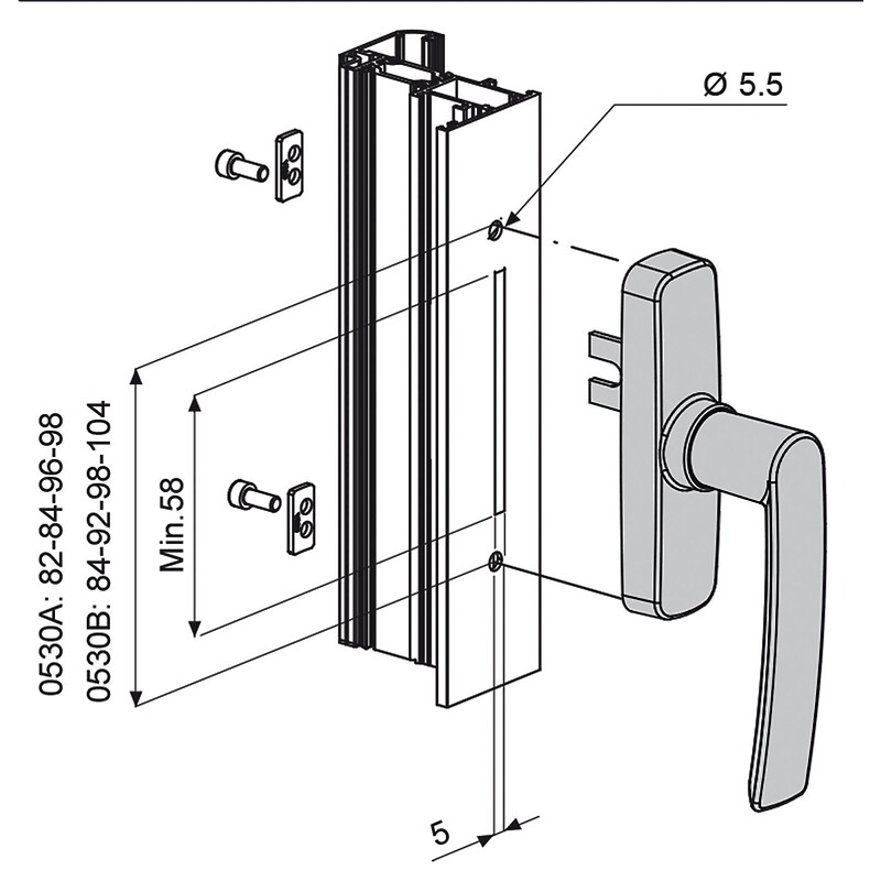 Crémone OB 1 fourche GEA finition blanc ral 9010 - FAPIM - 644008 – Image 3