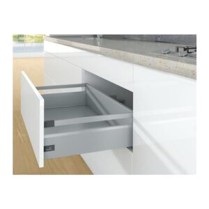 Kit complet tiroir ArciTech à casseroles avec tringles profil H126mm paroi arrière H186mm coloris argenté longueur 350mm - HETTICH - 428037