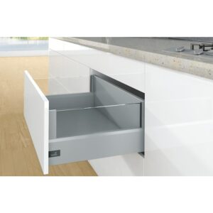 Kit complet tiroir ArciTech à casseroles avec DesignSide profil H126 mm paroi arrière H250 mm argenté longueur 500 mm - HETTICH - 428387