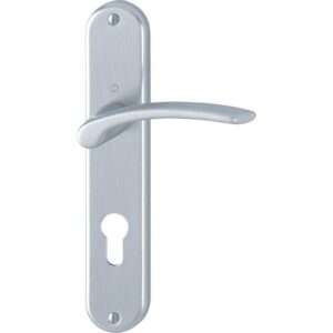 Béquille double sur plaque Type Ibiza aluminium entraxe 195 mm fintion chromé satiné clé I - HOPPE - 453832