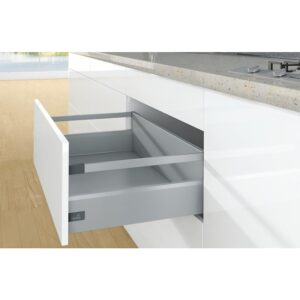 Kit complet tiroir ArciTech à casseroles avec tringles profil H126mm paroi arrière H218mm coloris argenté longueur 650mm - HETTICH - 428219