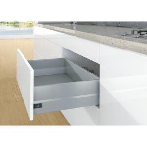 Kit complet tiroir ArciTech à casseroles avec TopSide profil H94 mm paroi arrière H186 mm argenté longueur 550 mm - HETTICH - 428016
