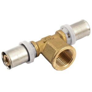 Té à sertir pour tube multicouche Acopex Alu diamètre nominal 16 avec sortie femelle à visser au centre 1/2'' (15x21) - THERMACOME - 122600