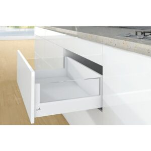 Kit complet tiroir ArciTech à casseroles avec DesignSide profil H94 mm paroi arrière H218 mm blanc longueur 550 mm - HETTICH - 428730