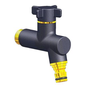 Robinet d'arrossage Oslo modèle vertical mâle 15x21 et sortie à raccord automatique - finition Anthracite 7016 - ANQUIER - 113542
