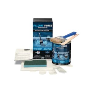 Kit de réparation de trous et fissures FILLCOAT®FIBRES bidon de 1l avec brosse, gants, toison de rebouchage et ponçage - RUST-OLEUM - 152539
