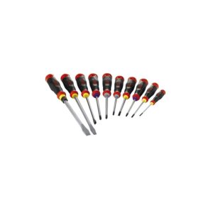 Jeu de 10 tournevis bi-matière Fente - Phillips et Pozidriv - SAM outillage - 159595