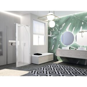 Paroi de douche fixe latérale Paama Silver et verre transparent extensible 98-101 cm - montage avec autre paroi - LEGALLAIS - 105940