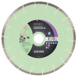 Disque diamant jante continue matériaux de décoration Ultra Céram E diamètre 230 mm, épaisseur 2,2 mm, alésage 30 mm - SIDAMO - 565503