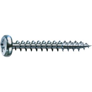Vis à bois aggloméré tête ronde emp Pozidriv acier zingué blanc entièrement filetées Ø 3 mm, L 20 mm, boîte 1000 Pi - SPAX - 638912