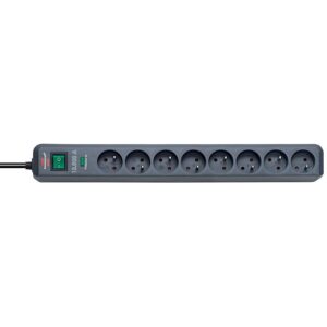 Multiprise Eco-line à bloc 8 prises 2P+T parasurtenseur 13500A - noir - BRENNENSTUHL - 500578