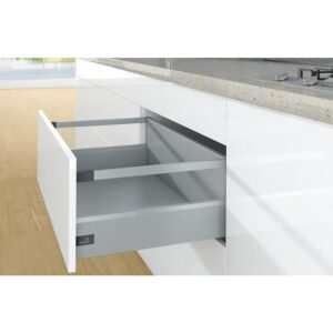 Kit complet tiroir ArciTech à casseroles avec tringles profil H126mm paroi arrière H250mm coloris argenté longueur 300mm - HETTICH - 428331