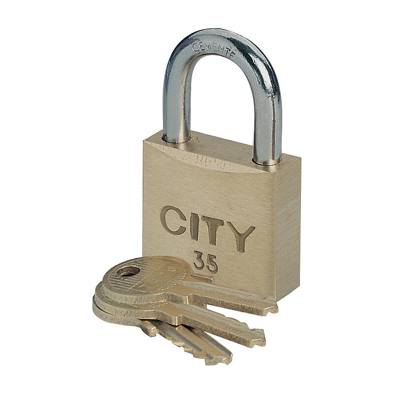 Cadenas à clé s'entrouvrant sur numéro suivi 8888 corps laiton anse acier cémenté City 30 - ISEO CITY - 610548