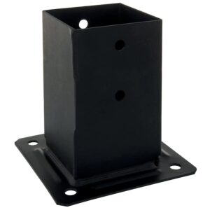 Pied de poteau noir carré 70x70mm fermé sur platine de 150x150 mm épaisseur 2,5 mm hauteur 150mm - SIMPSON - 698755