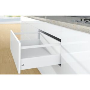 Kit complet tiroir ArciTech à casseroles avec tringles profil H126mm paroi arrière H250mm coloris blanc longueur 400mm - HETTICH - 428891