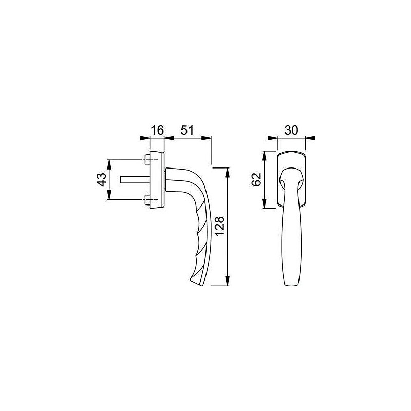 Levier pour OF/OB ligne New York Secustik carré 7 x 32 à 42 mm vis de 5x45 mm argent - HOPPE - 646199 – Image 3