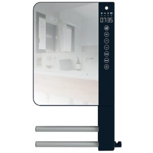 Sèche-serviettes électrique soufflant Télia anthracite 2 barres et 1 miroir 1800 W pour cuisine et salle de bain - ATLANTIC - 655145