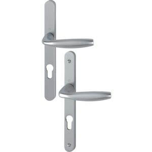 Ensemble sur plaque étroite de 24 mm ligne New York clé I carré 7 entraxe 70 pour porte 58-67 mm aspect inox F9 - HOPPE - 583381