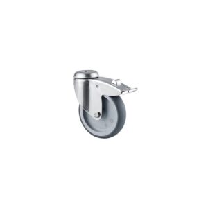 Roulette pivotante à blocage chape acier inoxydable fixation à œil pour collectivités, diamètre 100 mm, charge 80 kg, type 7477 - Tente - 258588