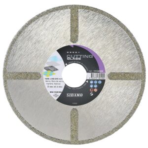 Disque diamant jante continue verre Cutting Glass diamètre 125 mm, épaisseur 2,5 mm, alésage 22,2 mm - SIDAMO - 565615