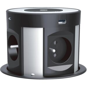 Bloc prise escamotable INCARA™ Tower 4 PC 2P+T USB A+C chargeur induction cordon 2 m - Legrand câble management - 624339