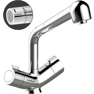Mitigeur de lavabo/paillasse bébé thermostatique monotrou Mastermix à douchette extractible - Sanifirst - 119583