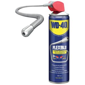 Lubrifiant dégrippant WD 40 aérosol de 400ml avec tube flexible 18 cm repositionnable - WD-40® - 694793