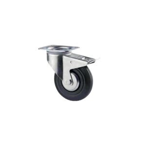 Roulette pivotante à frein sur platine charges moyennes 3377 charge 135kg roue caoutchouc Ø 160 mm avec roulement rouleaux - Tente - 335428
