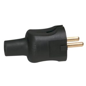 Fiche électrique mâle 2P 16A caoutchouc câble 2x1,5 mm² noir - Legrand - 361523